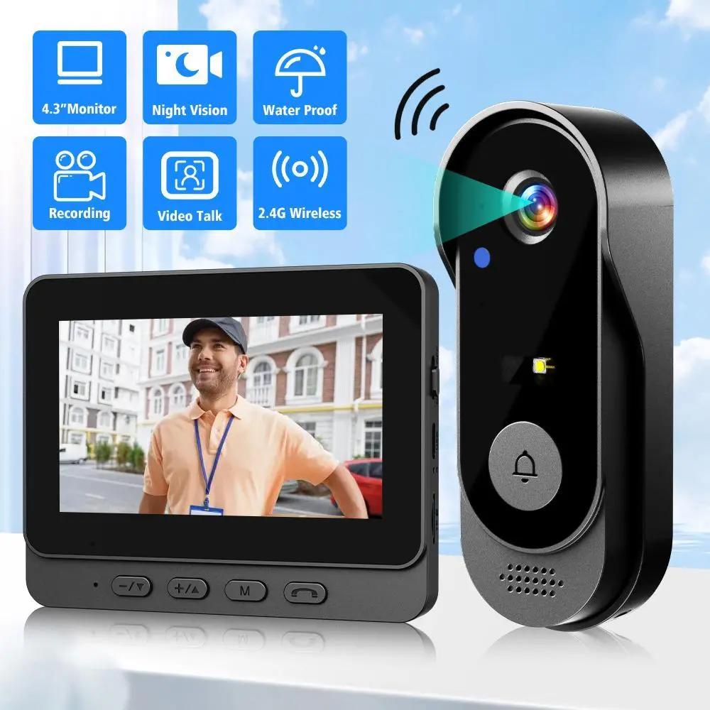 Smart Wireless Video Doorbell, HD Camera & Intercom, Remote Unlock, Real-Time Monitoring, Customizable Doorbell Chime