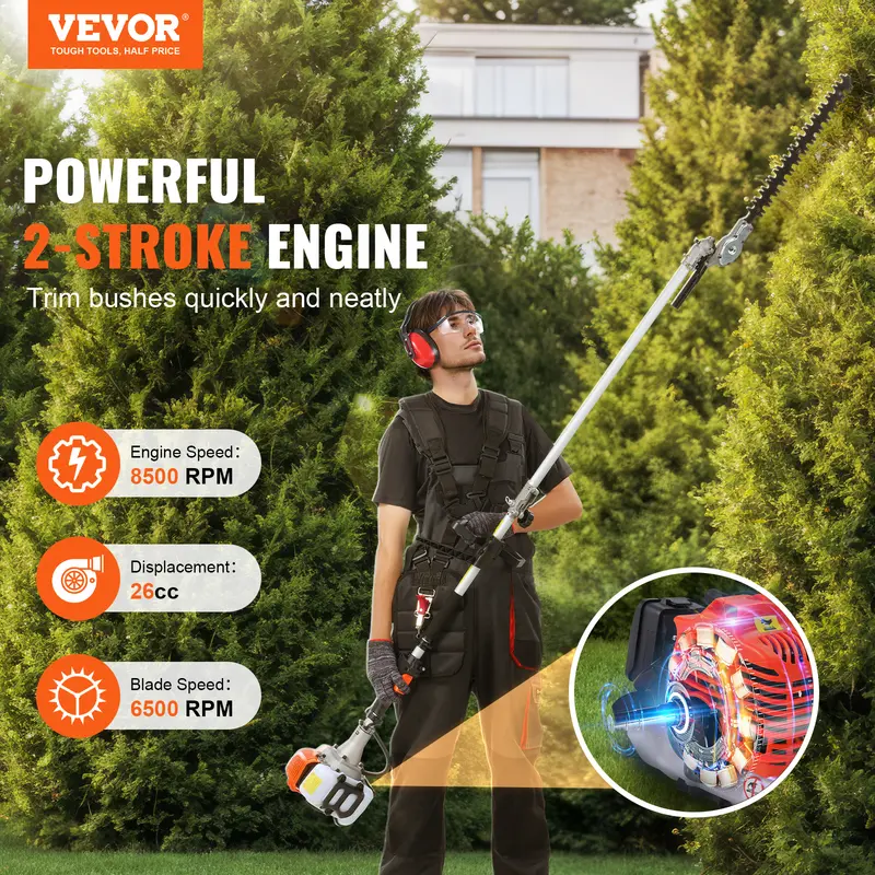 Trim, Cut & Prune with One Powerful Tool | VEVOR 26CC Garden Multi Tool