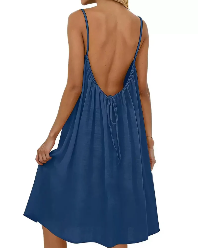 Women’s Solid Color Backless Cami Dress — Effortless Elegance, All-Day Comfort