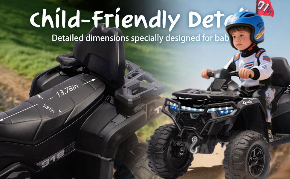 24V 160W Kids Electric Ride-On ATV &ndash; Realistic Off-Road Design with 2WD,Decorative Flags,On/Off Light Switch,Volume Control W/ Bluetooth,USB Port,Built-in Music & Multi-Color,recommended age:3-6
