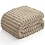 NLFZEK Ribbed Plush Blanket Queen Size – Ultra Soft Fleece Bed Throw, Cream