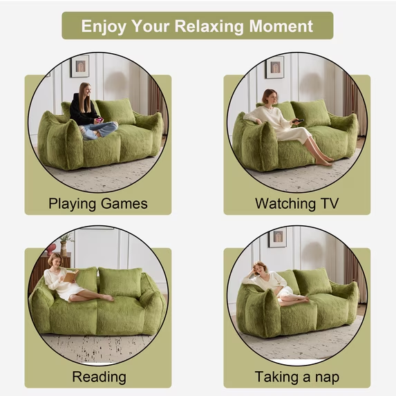 NLFZEK Giant Bean Bag Sofa – Oversized 2-Seater Couch with Plush Foam & Cozy Armrests