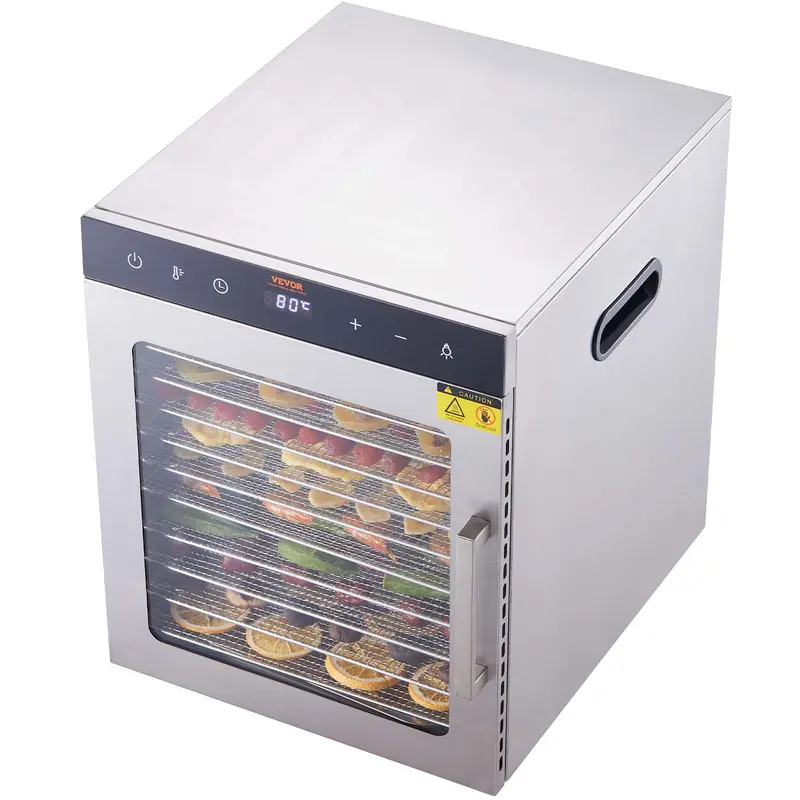 【fathersdaygift】VEVOR 800W Electric Food Dehydrator Machine - Stainless Steel Dehydrators with 10 Stainless Steel TraysDigital Adjustable Timer & Temperature for JerkyFruitDog Treats, Countertop Food Dehydrators