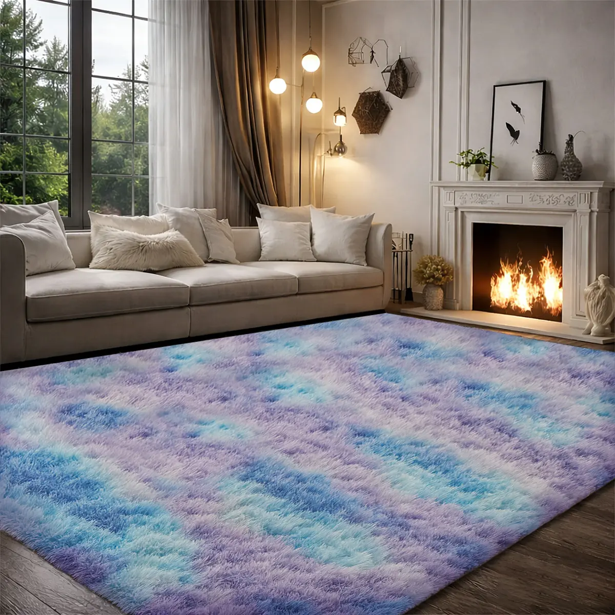 Fluffy Cloud Area Rug | Ultra Soft Shaggy Plush Carpet with Non-Slip Backing for Living Room Bedroom Decor