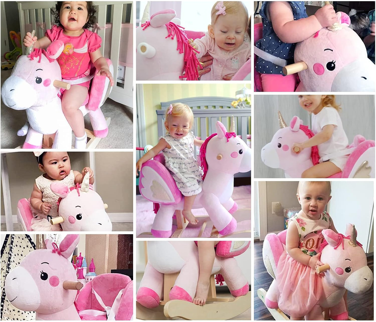 NLFZEK Animal Rocking Horse | Plush Ride-On Toy with Safety Belt for Toddlers