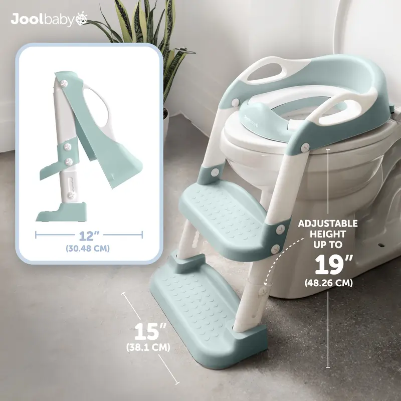 Jool Baby NAPPA Award Potty Training Seat 2 Step Ladder, Foldable Adjustable Toilet Seat with Splash Guard for Toddlers