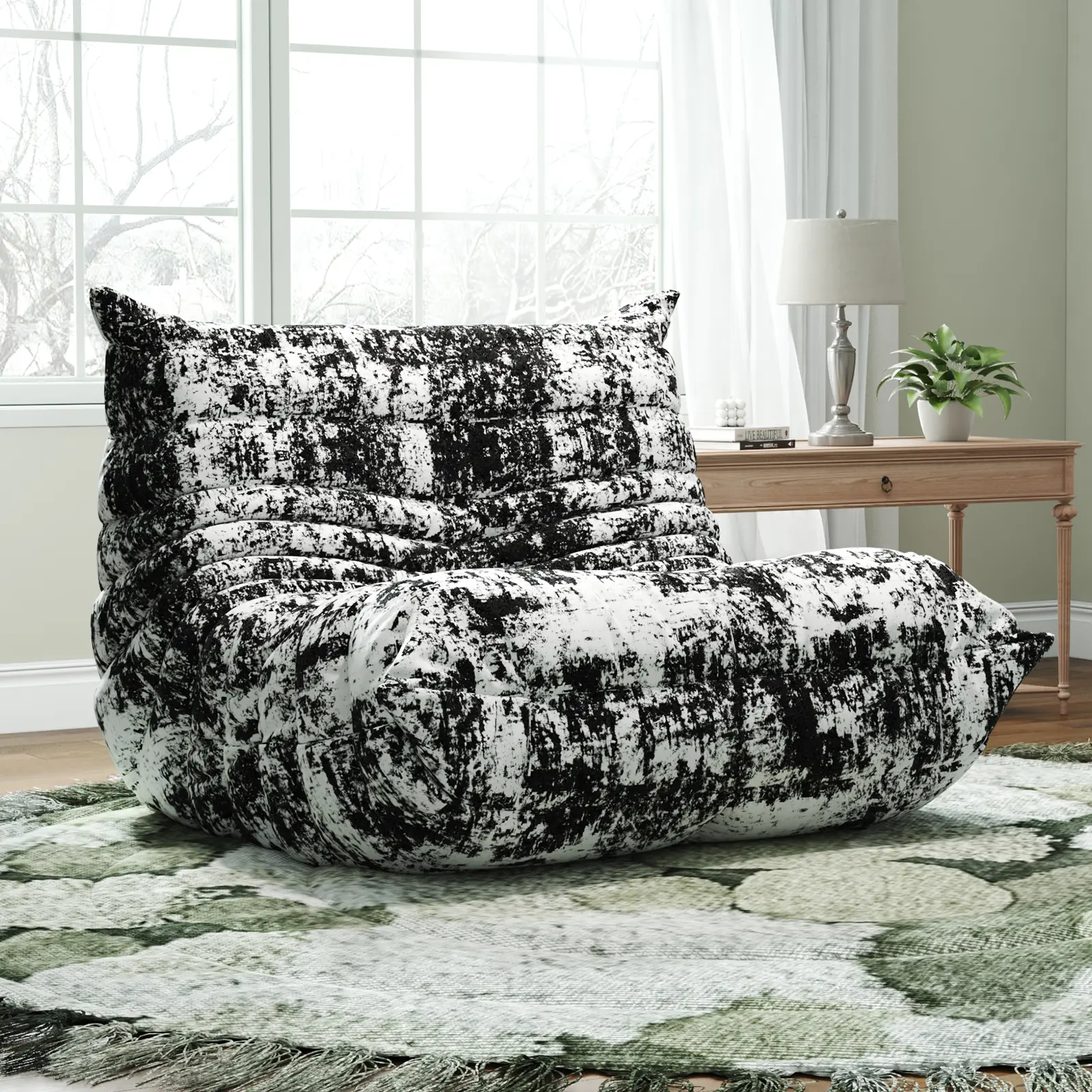 Bean Bag Chair with Memory Foam | Teddy Fleece Lounge Chair, No Assembly Required