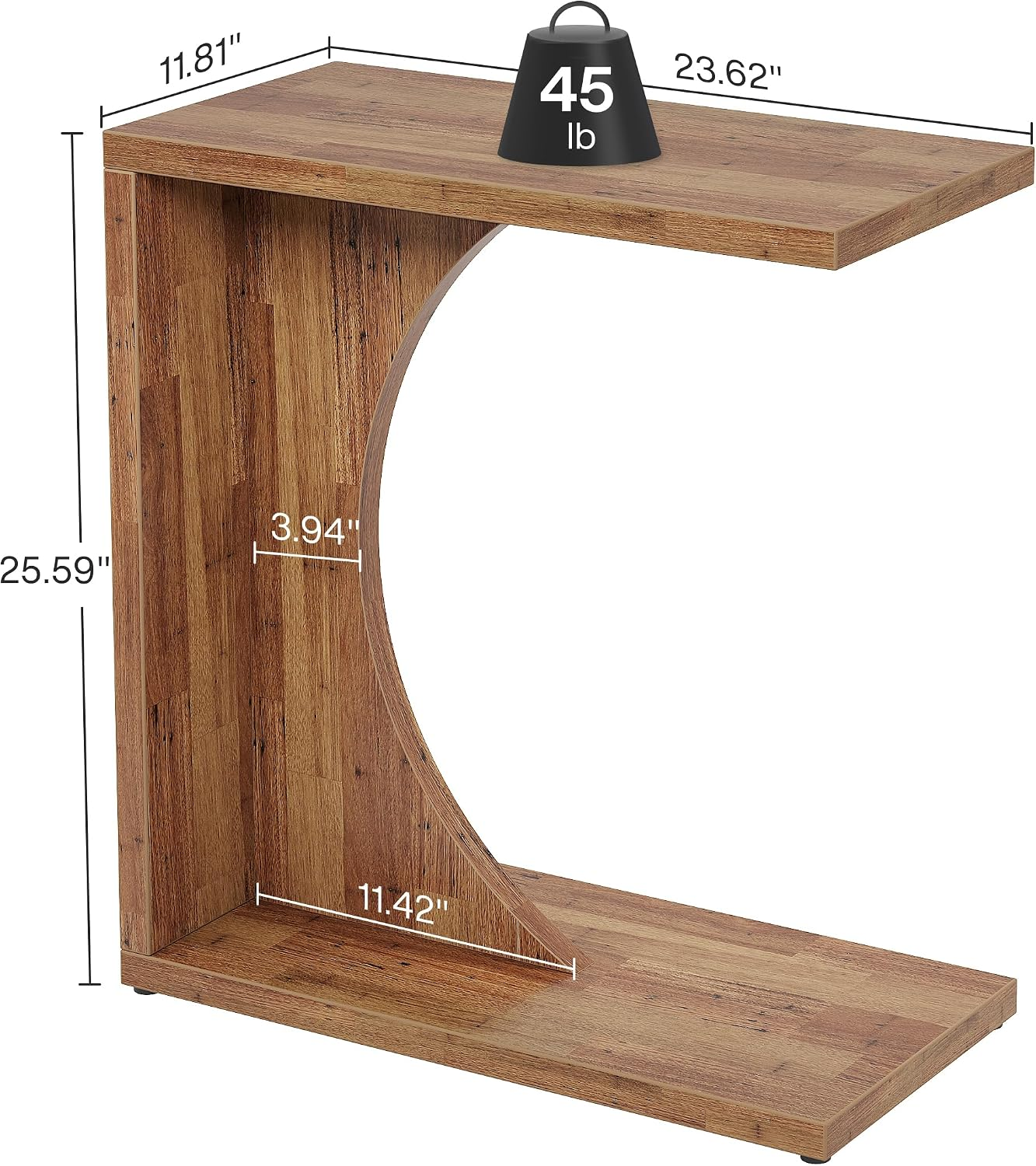 NLFZEK C-Shaped Side Table – Modern Sofa End Table for Small Spaces, Living Room & Bedroom