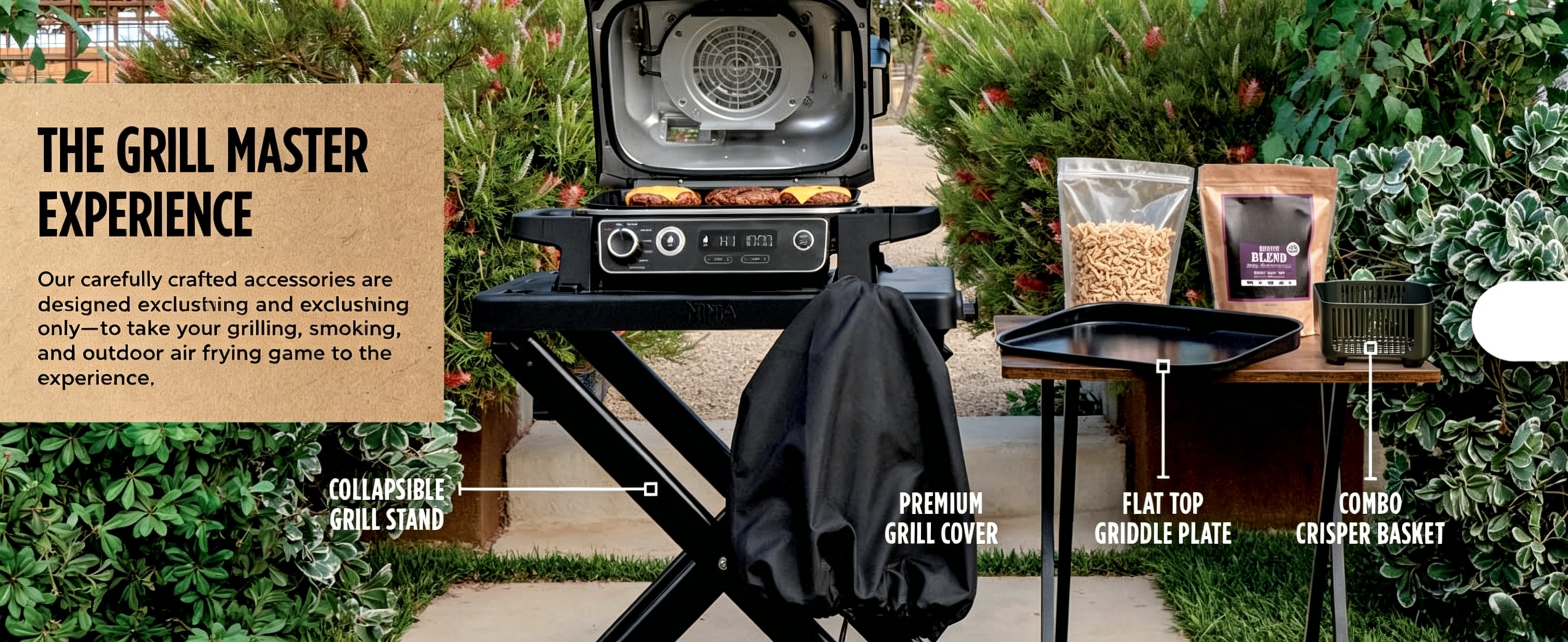 Portable 7-in-1 Outdoor Grill | Electric Smoker, Air Fryer & BBQ Combo, Weather-Resistant
