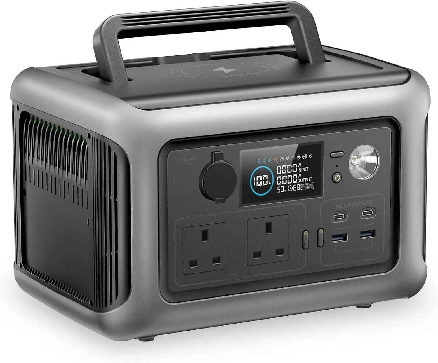 FXJYF Portable Power Station , 299Wh LiFeP04 Battery with 2x 600W (1200W Surge) AC Outlets Solar