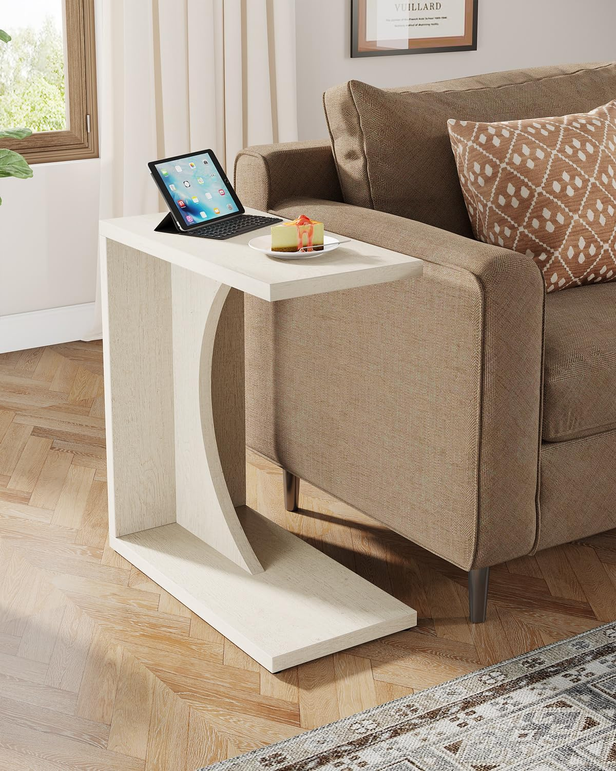 NLFZEK C-Shaped Side Table – Modern Sofa End Table for Small Spaces, Living Room & Bedroom