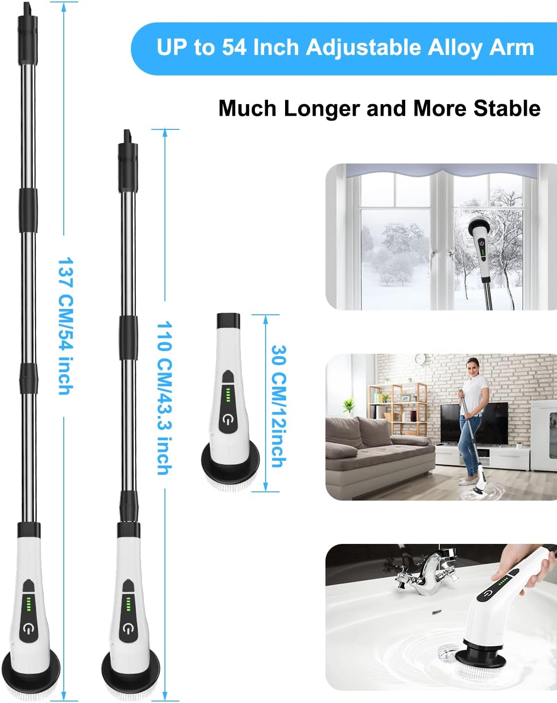 NLFZEK Electric Spin Scrubber | Cordless Cleaning Brush with 8 Brush Heads & Extendable Handle
