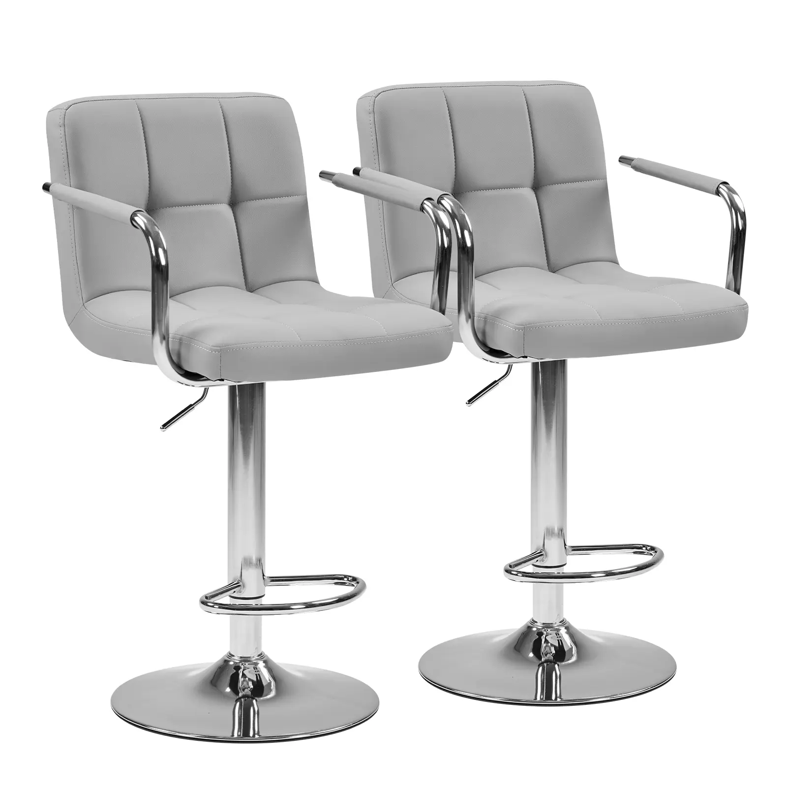 Sweetcrispy Adjustable Swivel Bar Stools Set of 2 | PU Leather Counter Chairs for Kitchen