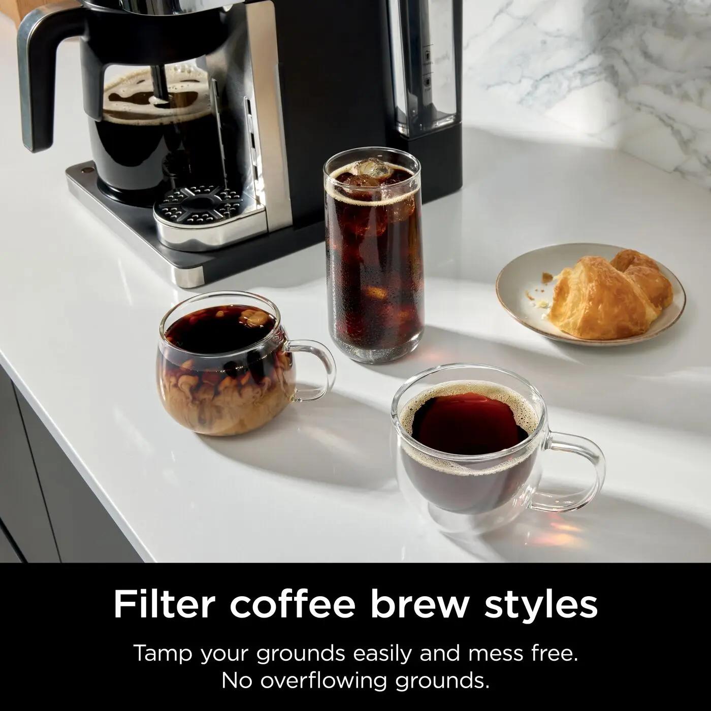 Ninja Prestige CFN802EU 2-in-1 Filter and Pod Coffee Maker with Built-In Frother, Brews Lattes, Iced Coffee and Flat Whites, Black