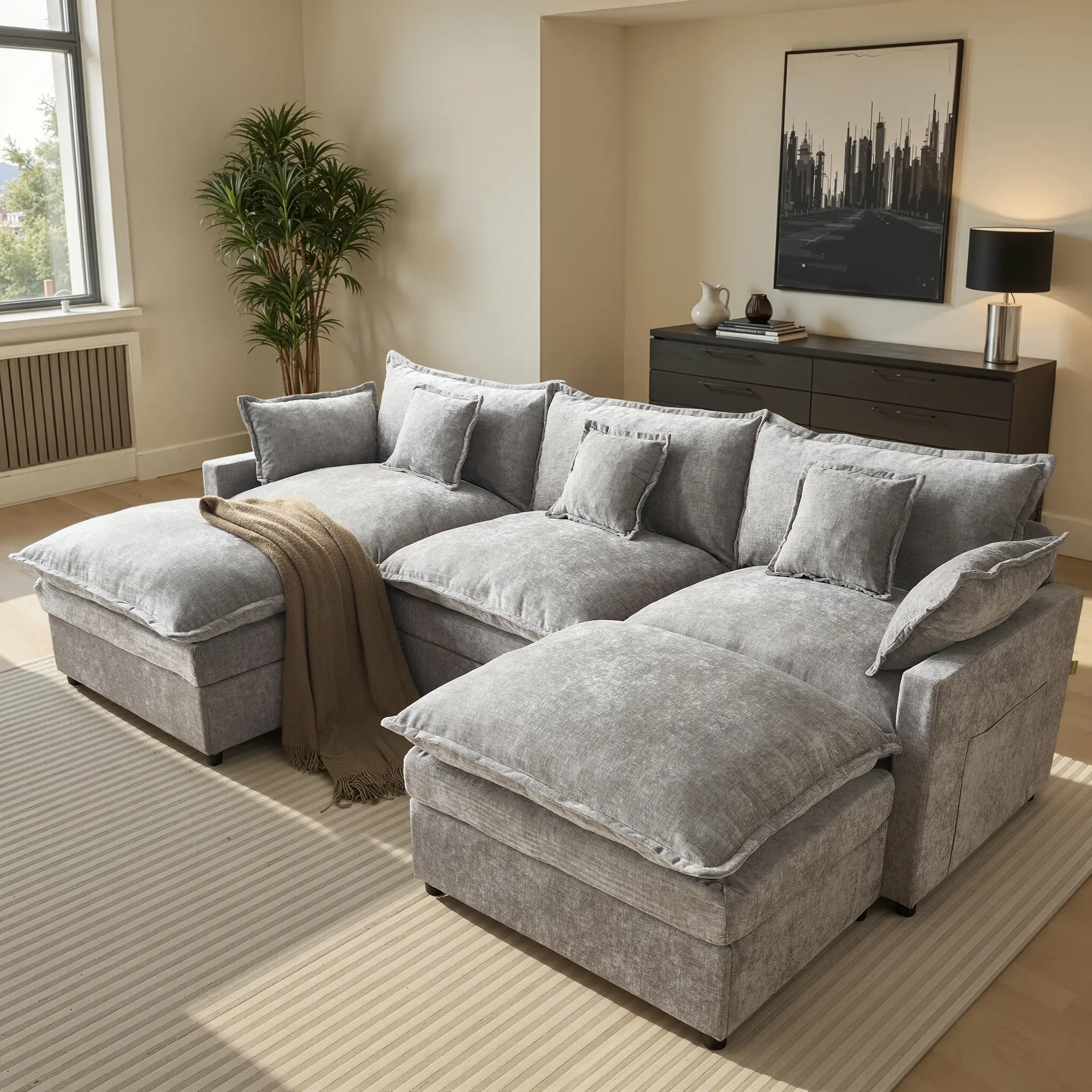 LOISEL 108” U Shaped Modular Sectional Sofa 