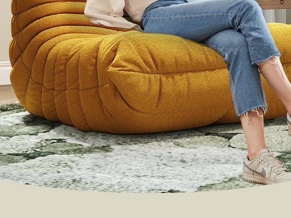 Bean Bag Chair, Single-Seater Lazy Sofa with Teddy Fleece, Memory Foam Ergonomic Lounger, No Assembly, Comfy Floor Sofa for Gaming Room, Living Room, Bedroom & Office, Great Mother&rsquo;s Day Gift