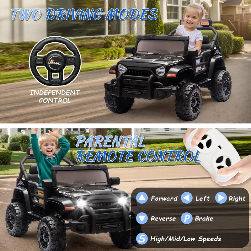 12V Kids Electric Car with Parent Remote, Bluetooth Music & 4-Wheel Suspension