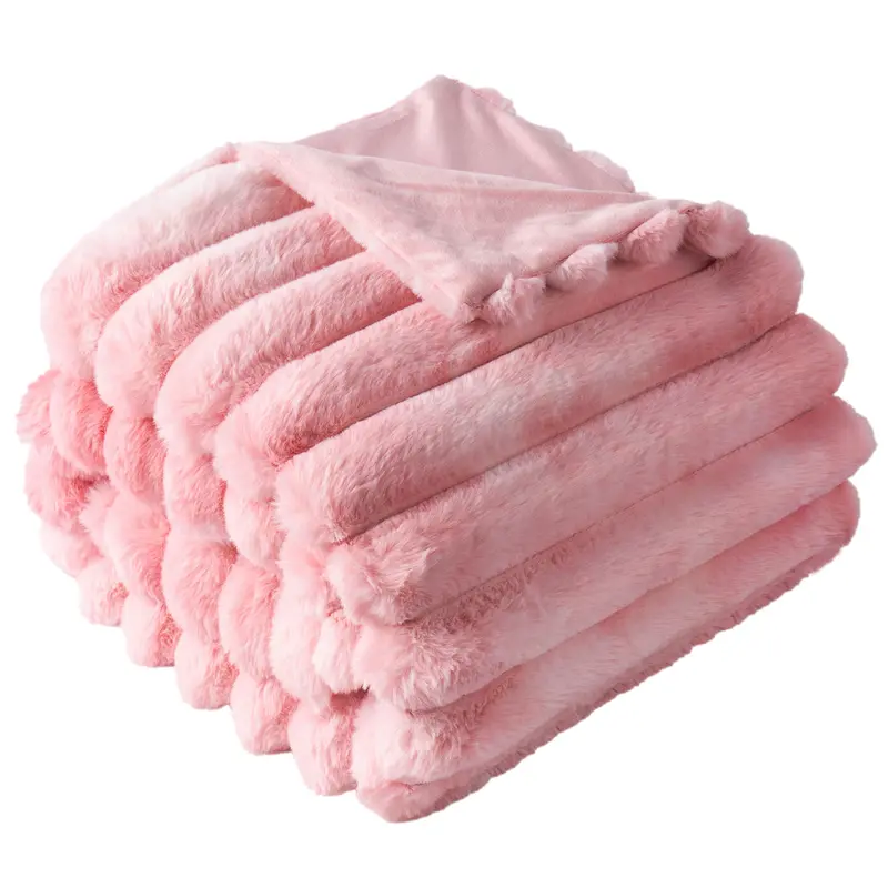 NLFZEK Faux Rabbit Fur Blanket – Ultra Soft Plush Throw for Sofa & Bed