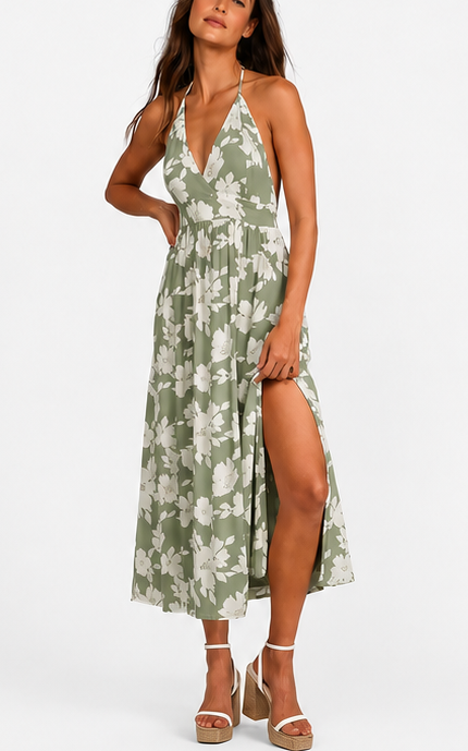 FXJYF Backless Lounge Maxi Dress — Soft, Flowy & Impossible to Ignore
