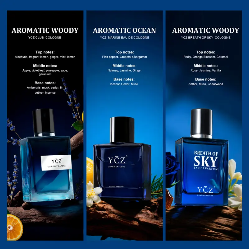 YCZ Mystic Allure Collection | 3 Premium Men's Colognes for Day & Night
