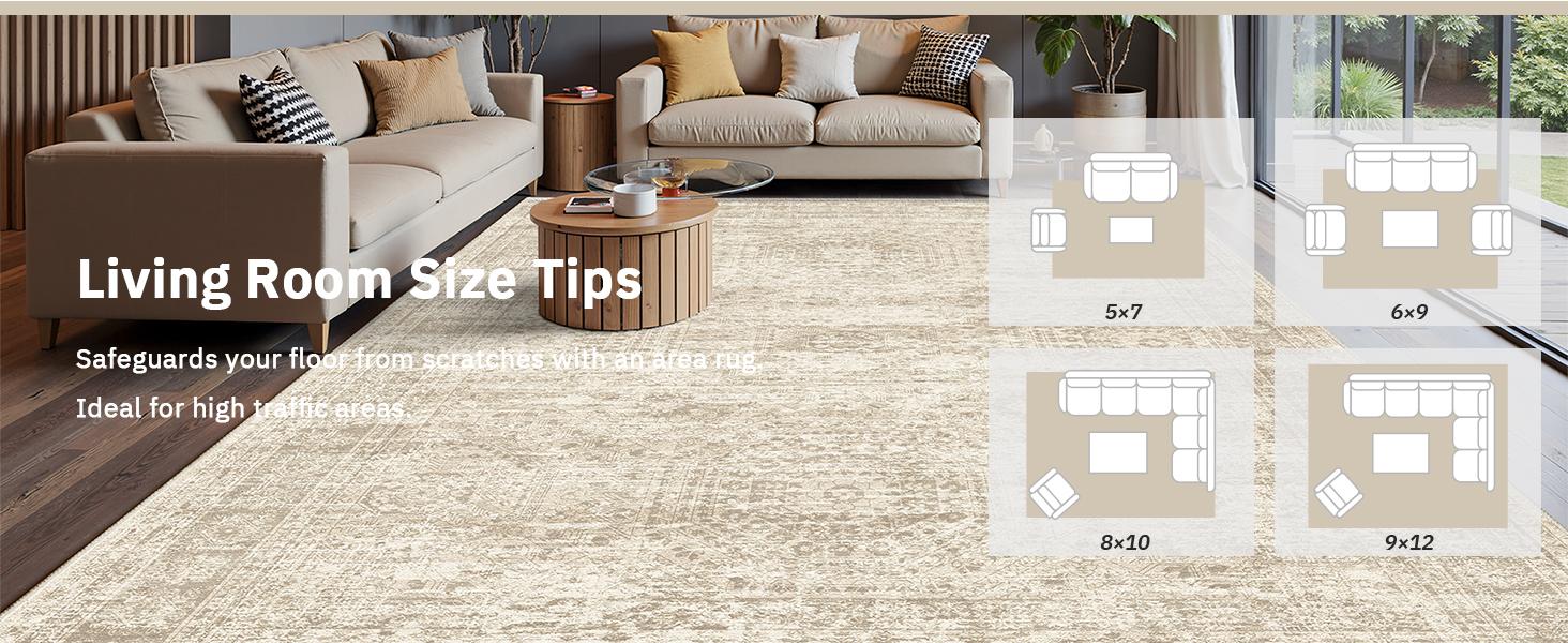 Art&Tuft Classic Geometric Indoor Area Rug - Large, Soft, Non-Slip, Stain-Resistant, Machine Washable Rugs for Bedroom, Household Decor (Various Sizes), Machine Washable Rug,back to school,dorm essentials,home decor,home essentials
