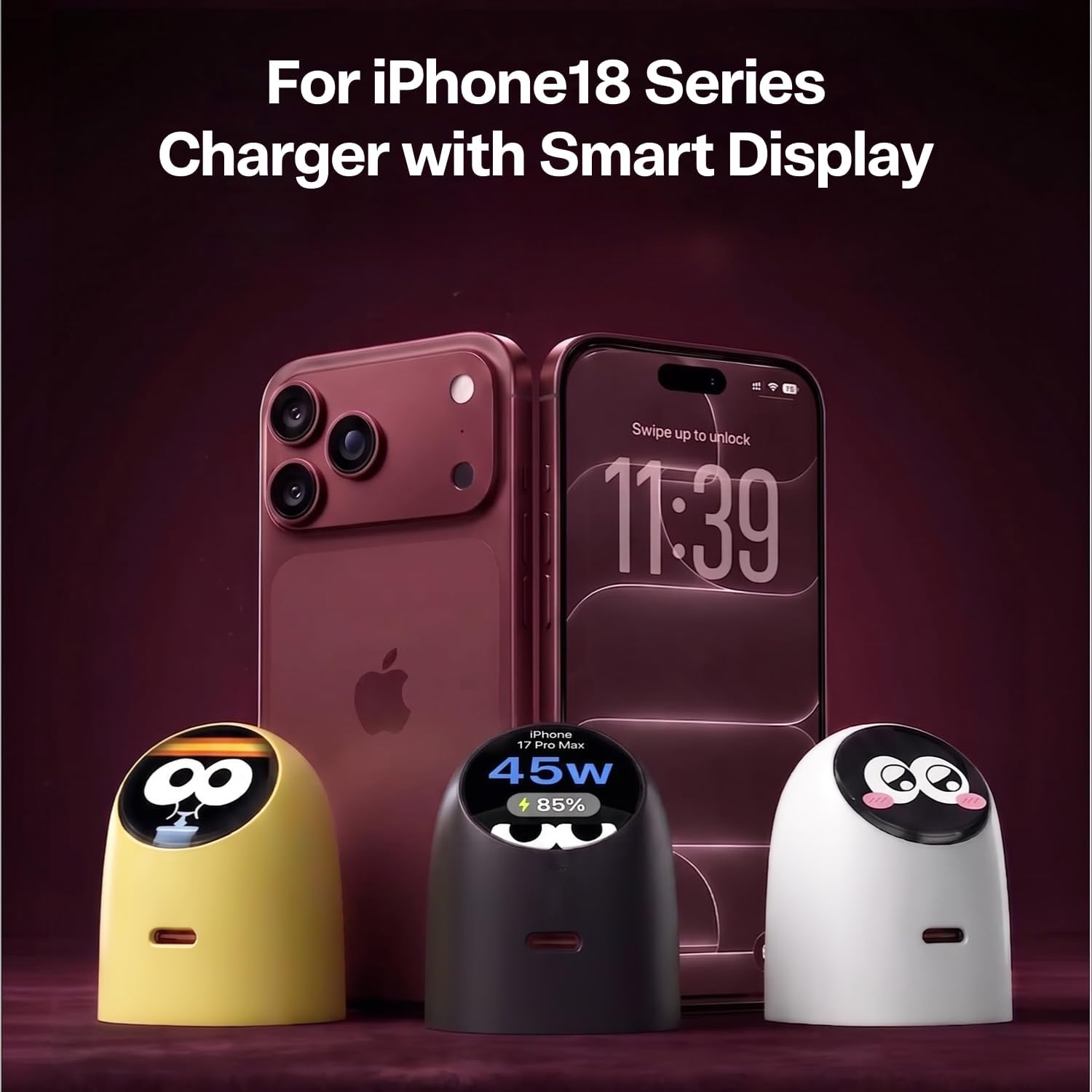 45W USB-C GaN Smart Display Charger – Adaptive Fast Charging for Phones, Tablets & Laptops