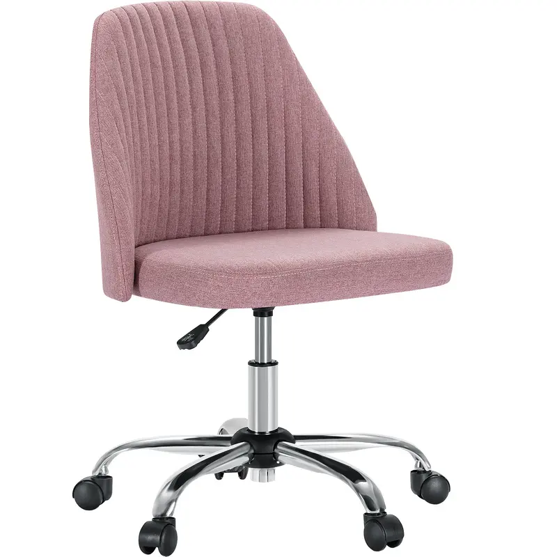 Modern Armless Office Chair | Adjustable Swivel Desk Chair with Wheels for Home Office & Vanity