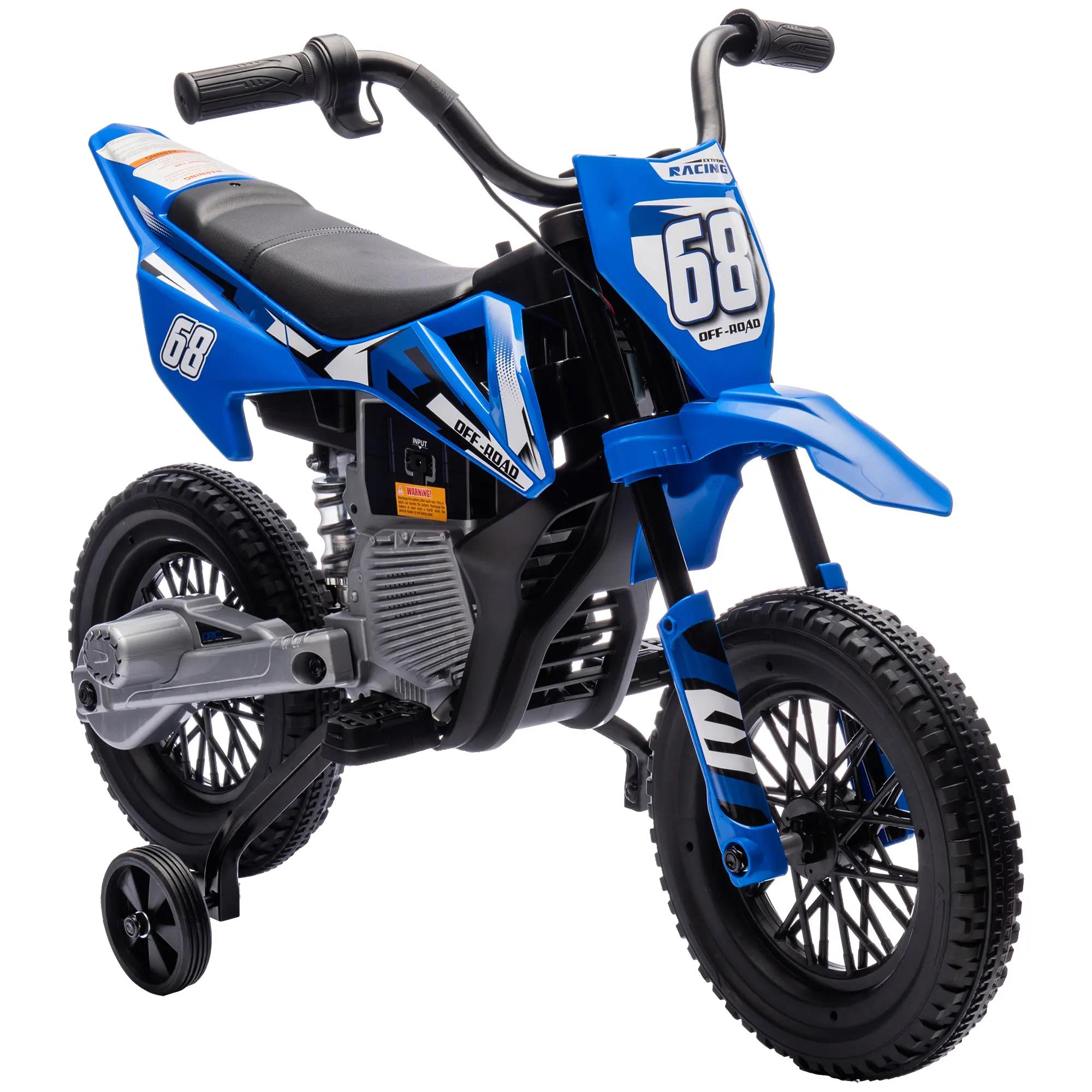 Qaba 12V Kids Electric Dirt Bike | Twist Grip Throttle, Training Wheels & Rear Suspension