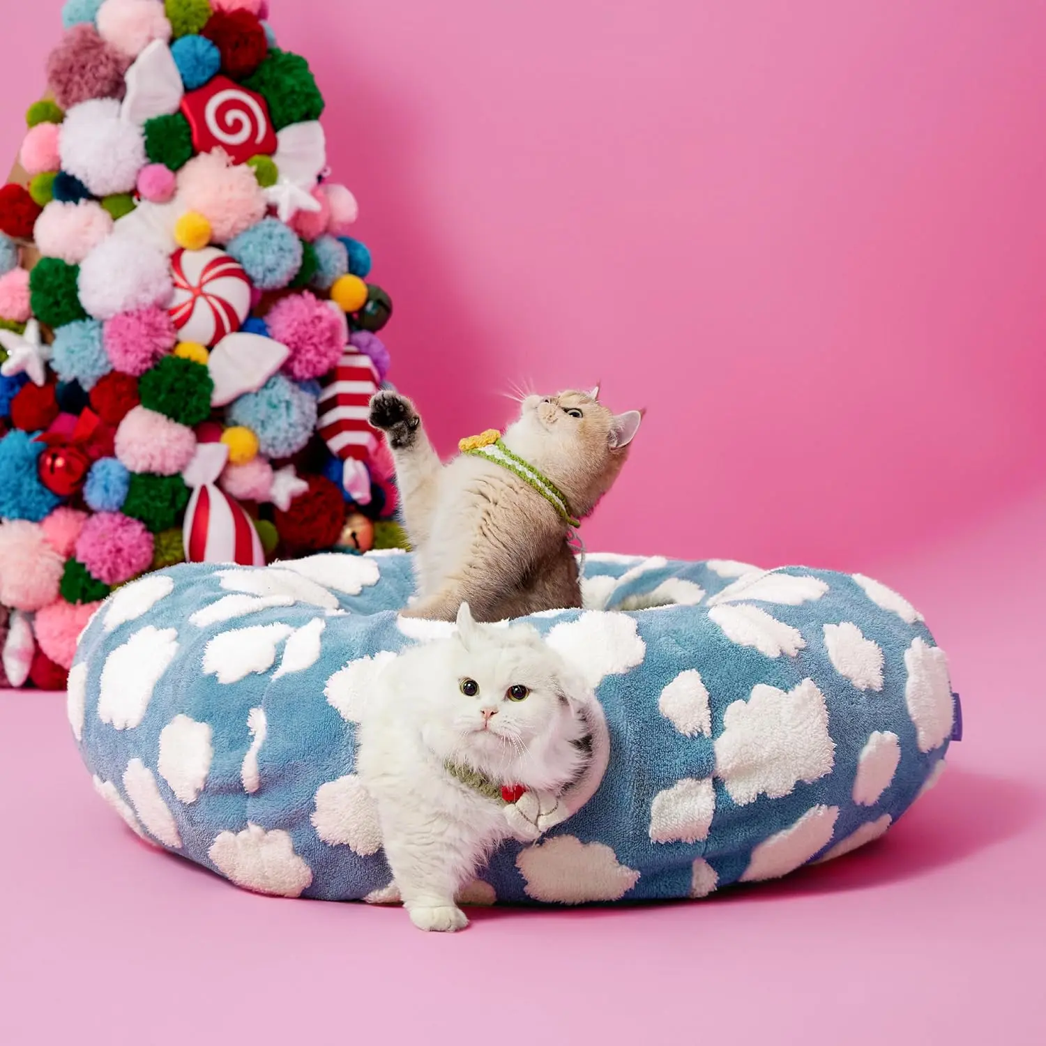Lesure 2-in-1 Cat Tunnel Bed | Plush Washable Cat Cave & Play Tunnel