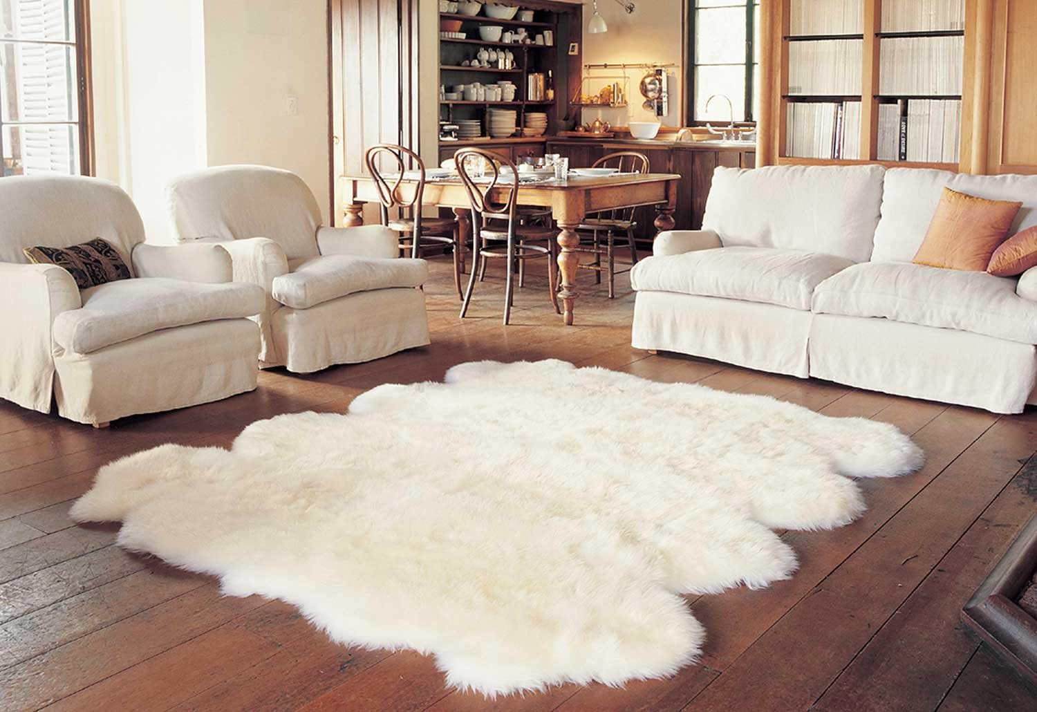 NLFZEK Extra Large Genuine Sheepskin Rug – 8-Pelt Natural Wool Rug for Living Room & Bedroom