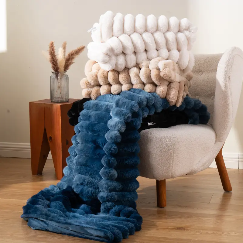 NLFZEK Faux Rabbit Fur Blanket – Ultra Soft Plush Throw for Sofa & Bed