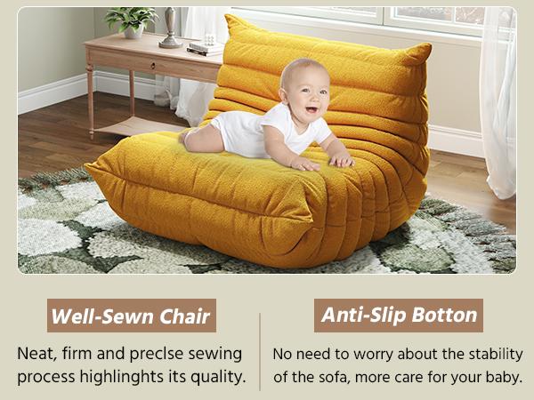 Bean Bag Chair, Single-Seater Lazy Sofa with Teddy Fleece, Memory Foam Ergonomic Lounger, No Assembly, Comfy Floor Sofa for Gaming Room, Living Room, Bedroom & Office, Great Mother&rsquo;s Day Gift