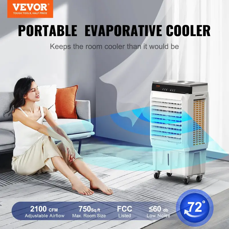 Beat the Heat with VEVOR 2100 CFM Evaporative Air Cooler | Powerful, Portable & Energy Efficient