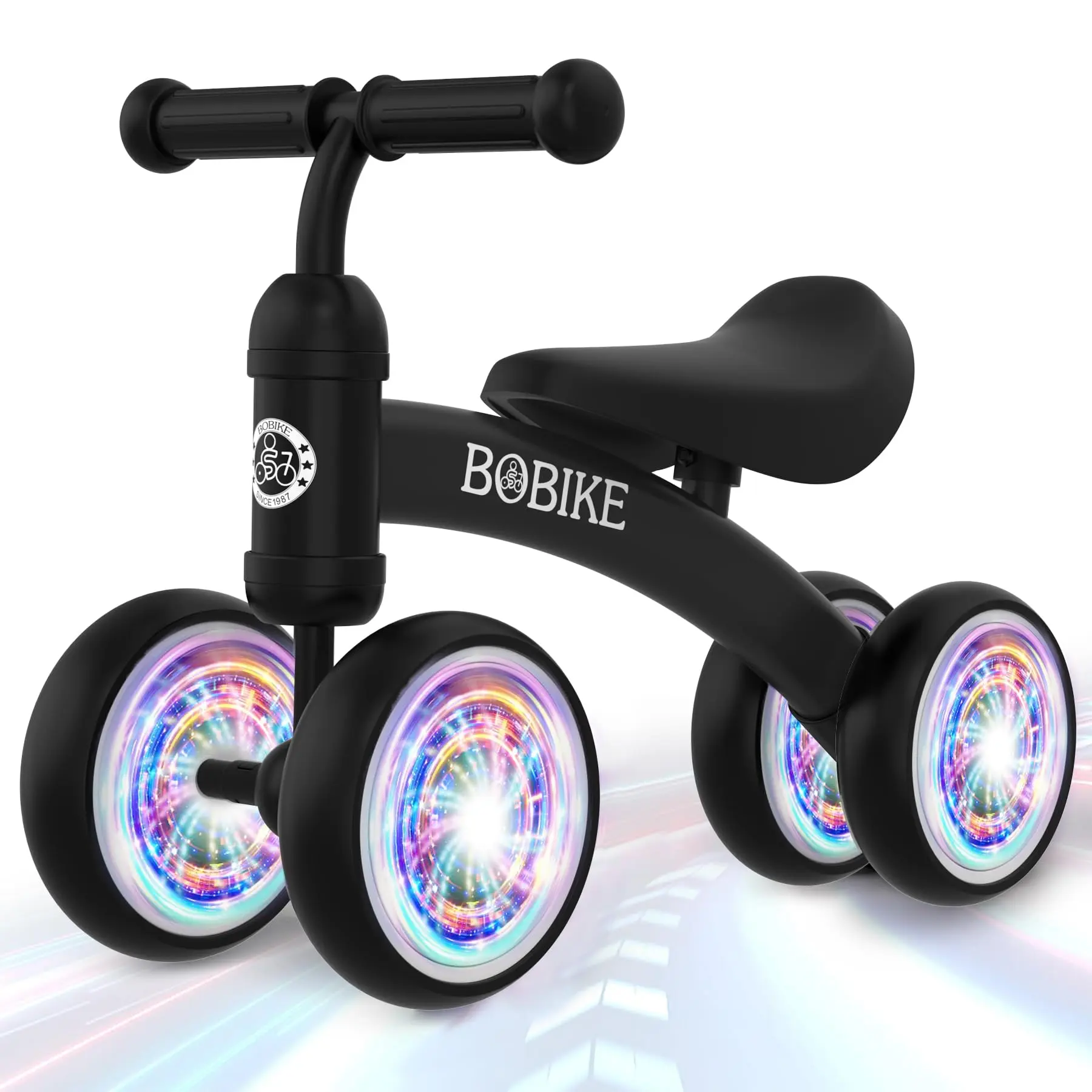 Bobike 4-Wheel Toddler Balance Bike, No Pedal Training Walker with 135° Limited Steering, ASTM EN71 Certified First Birthday Gift