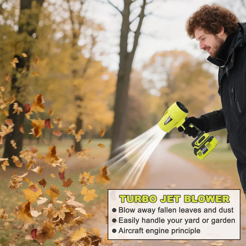 SEESE Cordless Turbo Jet Blower – Powerful Leaf Blower & Air Duster for Car Drying, Garden, Home & Snow Removal