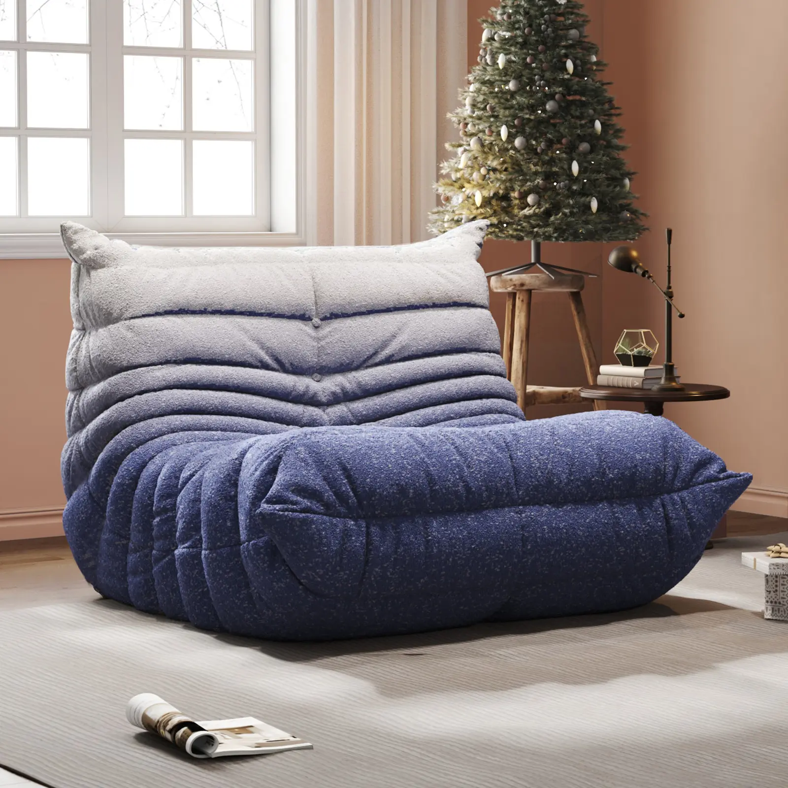 Bean Bag Chair with Memory Foam | Teddy Fleece Lounge Chair, No Assembly Required