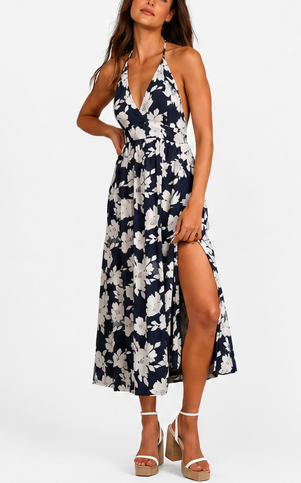 FXJYF Backless Lounge Maxi Dress — Soft, Flowy & Impossible to Ignore