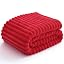 NLFZEK Ribbed Plush Blanket Queen Size – Ultra Soft Fleece Bed Throw, Cream