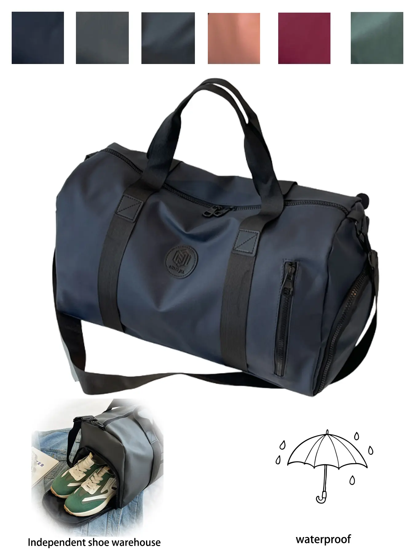 Travel Duffle Bag with Shoe Compartment & Wet Pocket | Lightweight Weekender Bag