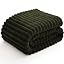NLFZEK Ribbed Plush Blanket Queen Size – Ultra Soft Fleece Bed Throw, Cream