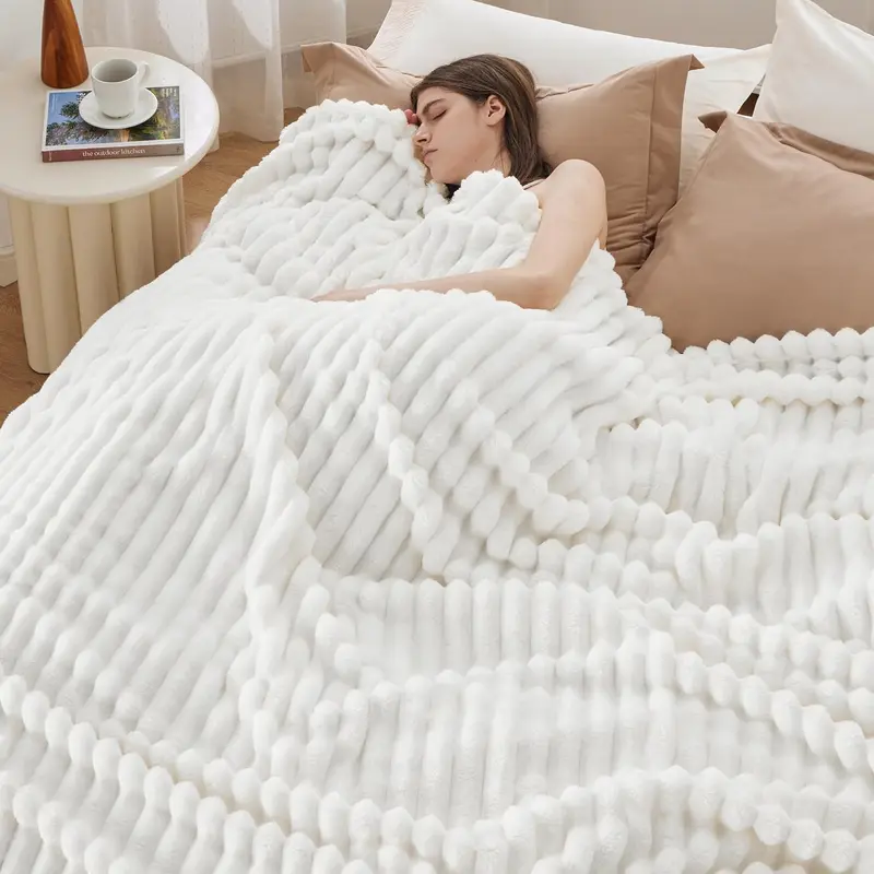 Bedsure GentleSoft Cozy Blanket – Ultra Soft Stripe Fleece Throw for Sofa, Bed & Everyday Comfort
