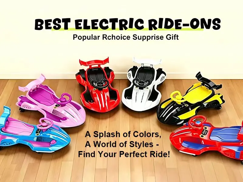 Akeleo 12V 2-in-1 Electric Wiggle Car for Kids | 360° Drift Ride-On with Pedals, LED Flashing Wheels, Bluetooth Music & Mist Spray, Ages 3+