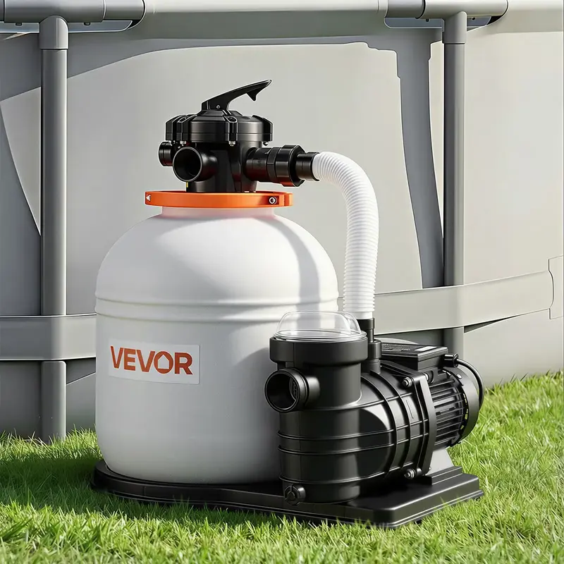 Crystal Clear Pool in Less Time | VEVOR FlashPure 16" 4400 GPH 1 HP Sand Filter Pump with 24H Timer & Fast Leak-Proof Filtration
