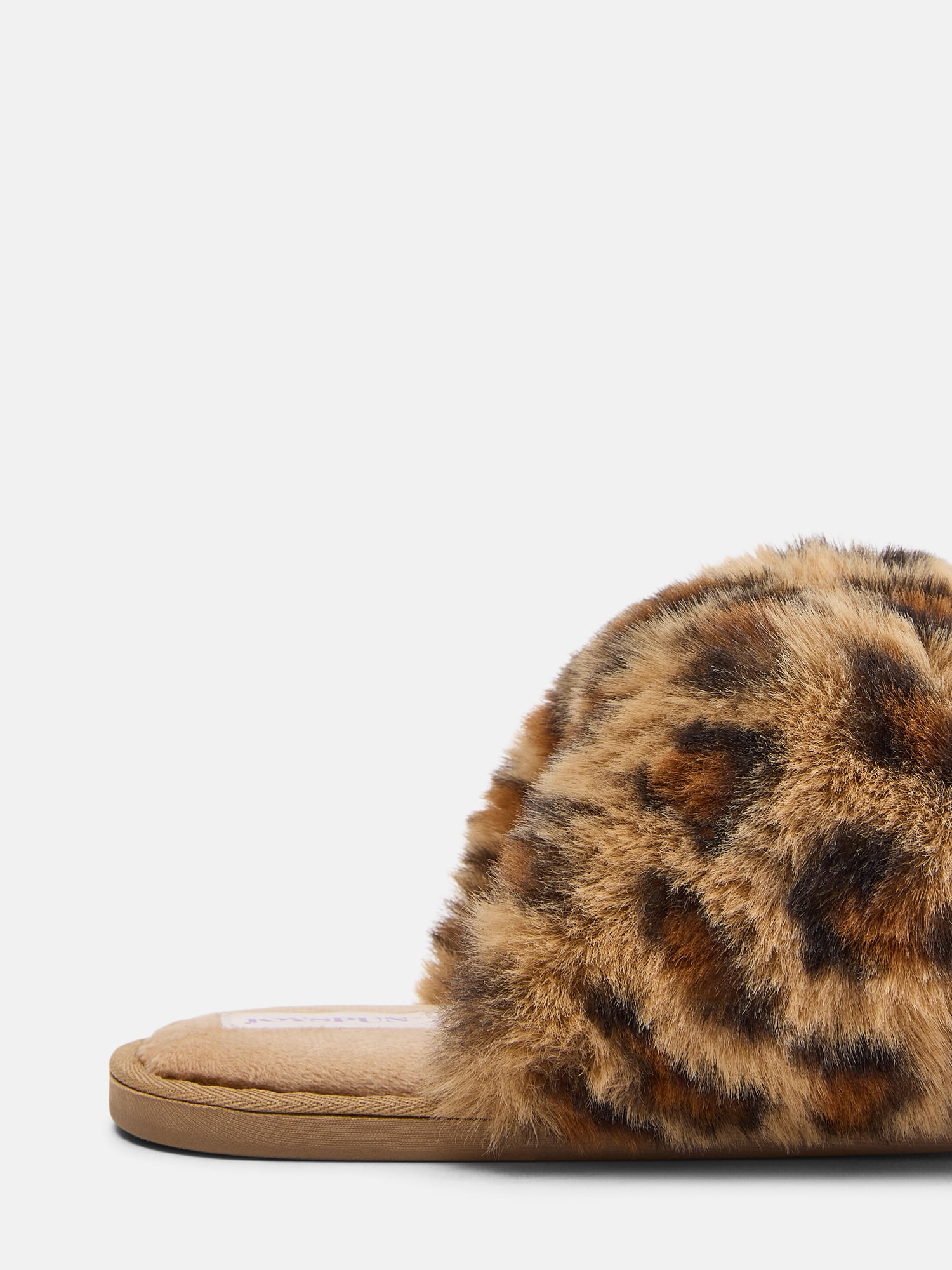 Joyspun Women’s Faux Fur Puff Scuff Slippers