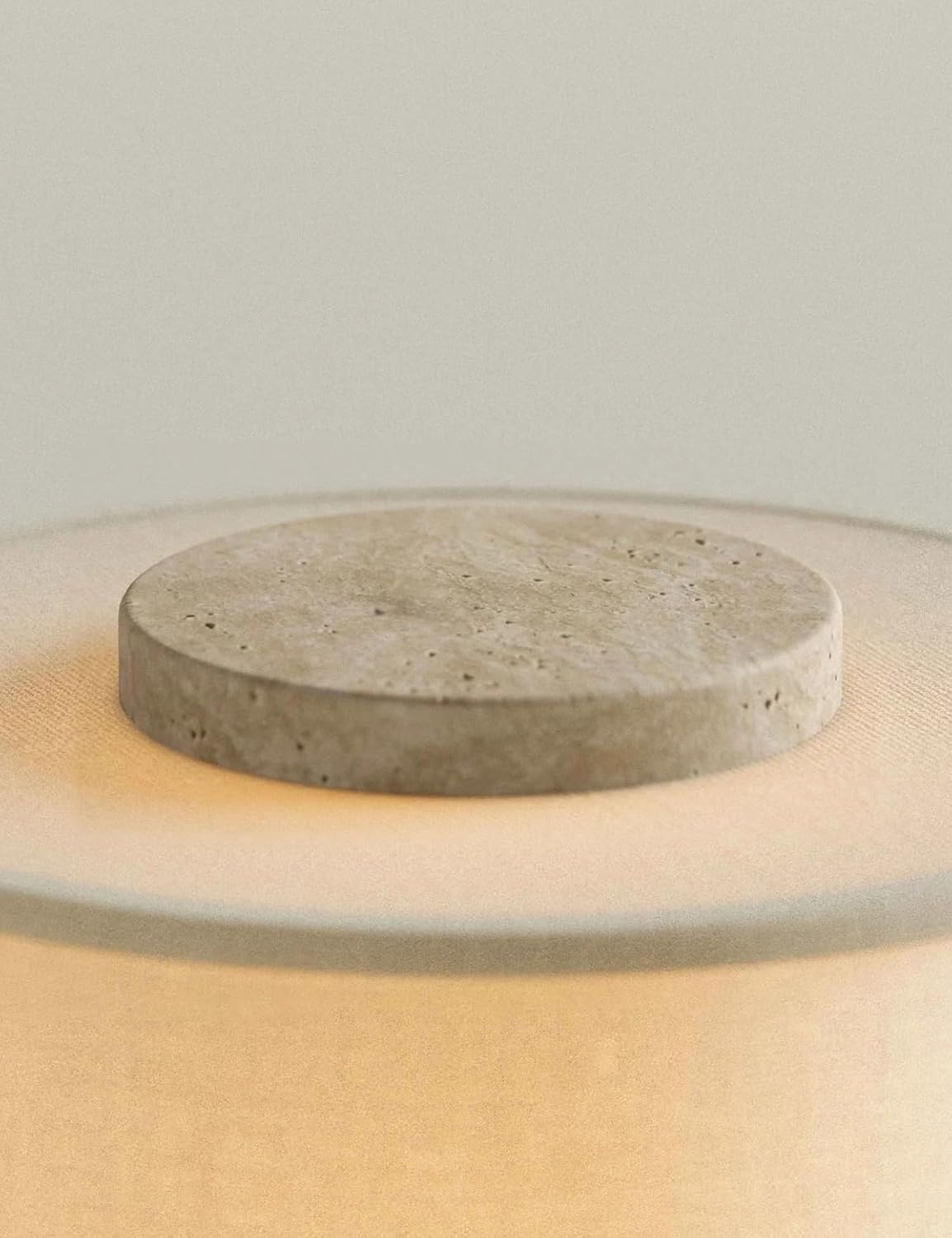 NLFZEK Natural Travertine Table Lamp – Sculptural Stone Light, 3-Color LED for Bedroom & Living Room