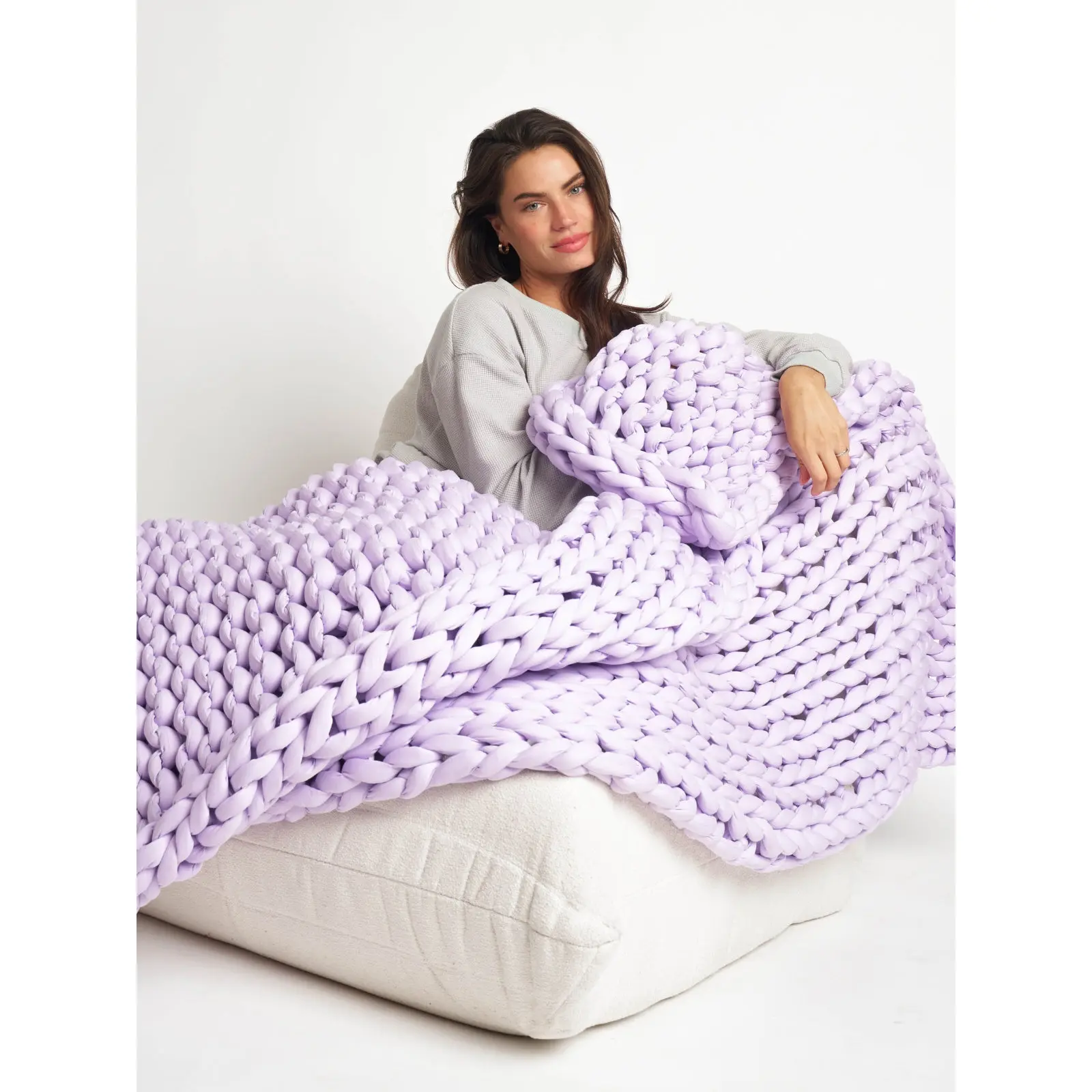 Comfrt CuddleCloud Weighted Blanket | 20lb Chunky Knit Cotton Blanket for Deep Comfort
