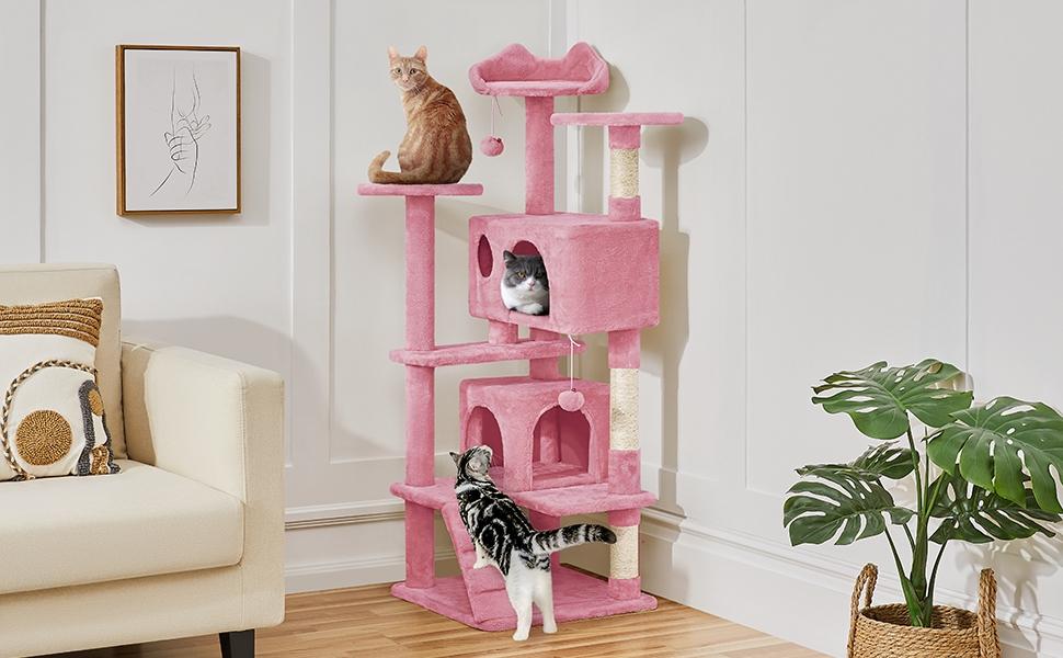 【All Size】Yaheetech 54″ Cat Tree Tower Condo Furniture Scratch Post for Kittens Pet House Play Cat Tower w/ 2 Condos & 2 Dangling Balls & 3 Scratching Posts Multilevel Indoor Cat Tree Tower for Kittens & Small/Medium Cats 【All Size】Yaheetech 54″ Cat Tree Tower Condo Furniture Scratch Post for Kittens Pet House Play Cat Tower w/ 2 Condos & 2 Dangling Balls & 3 Scratching Posts Multilevel Indoor Cat Tree Tower for Kittens & Small/Medium Cats