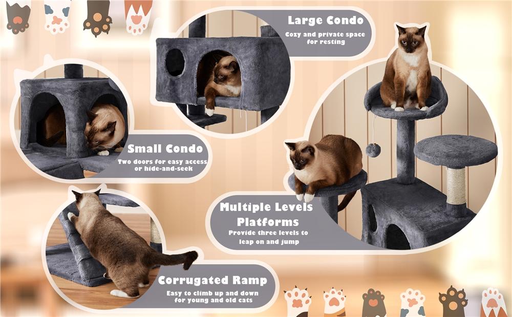 【All Size】Yaheetech 54″ Cat Tree Tower Condo Furniture Scratch Post for Kittens Pet House Play Cat Tower w/ 2 Condos & 2 Dangling Balls & 3 Scratching Posts Multilevel Indoor Cat Tree Tower for Kittens & Small/Medium Cats 【All Size】Yaheetech 54″ Cat Tree Tower Condo Furniture Scratch Post for Kittens Pet House Play Cat Tower w/ 2 Condos & 2 Dangling Balls & 3 Scratching Posts Multilevel Indoor Cat Tree Tower for Kittens & Small/Medium Cats