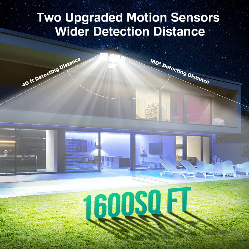 LYWALT 4-Head Solar Motion Sensor Light | 3000LM IP65 Waterproof Outdoor Security Light