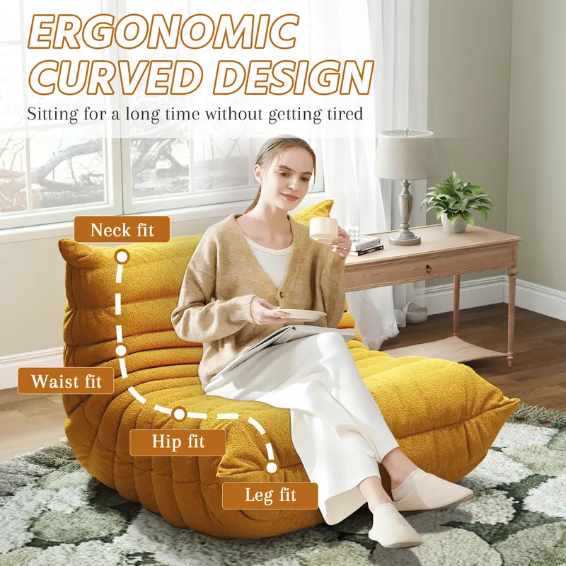 Bean Bag Chair with Memory Foam | Teddy Fleece Lounge Chair, No Assembly Required